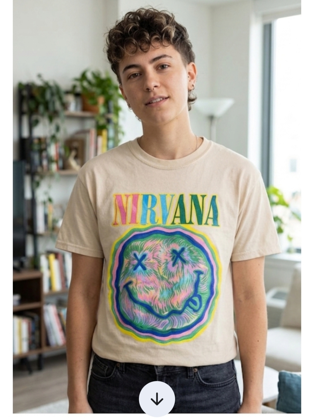 Nirvana Multicolor Smiley Graphic Tee - Men's SIZE S/M